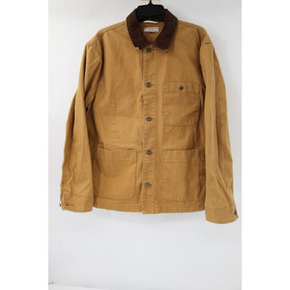 J. Crew Other - Wallace & Barnes Chore Jacket Mens Large Canvas Corduroy Collar Pockets brown